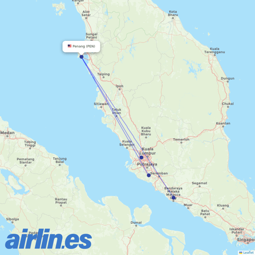 Batik Air Malaysia at PEN route map