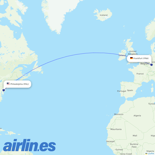 Airbus Transport International at PHL route map