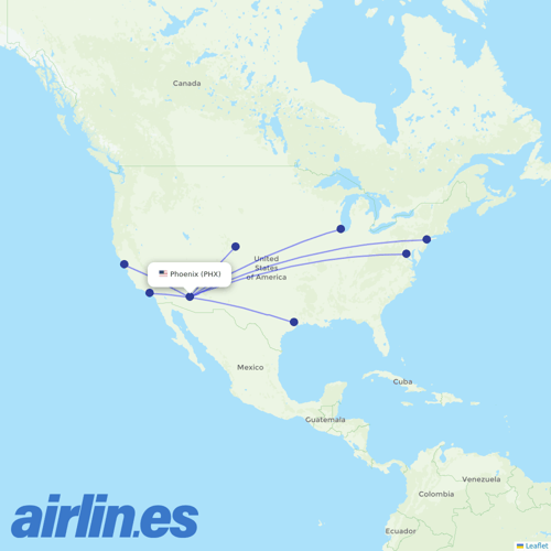 United at PHX route map