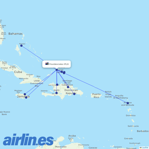 interCaribbean Airways at PLS route map