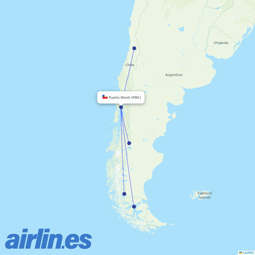Sky Airline at PMC route map