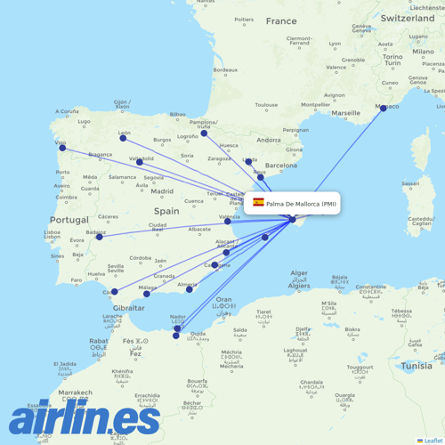 Iberia at PMI route map