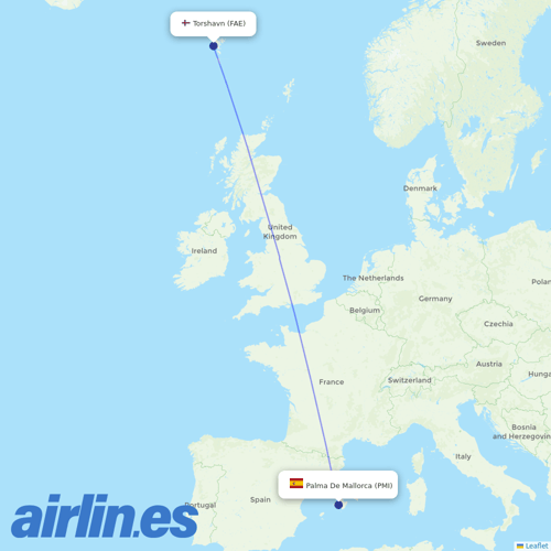 Atlantic Airways at PMI route map