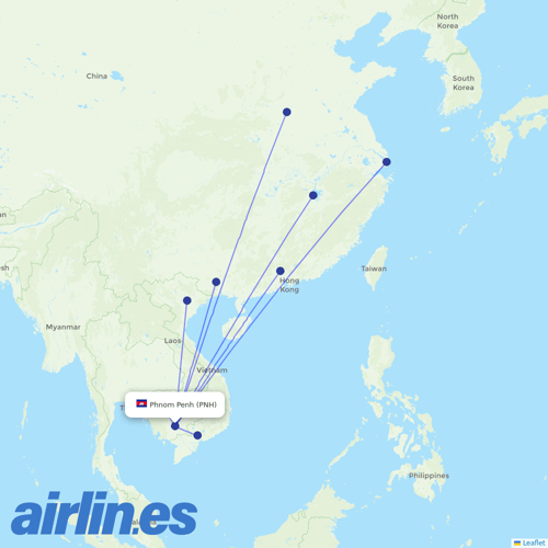 Cambodia Angkor Air at PNH route map