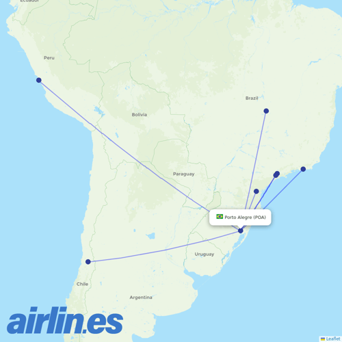 LATAM Airlines at POA route map
