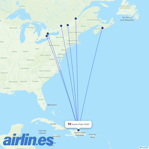 Air Transat at POP route map