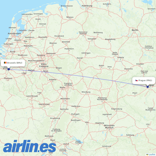 Brussels Airlines at PRG route map