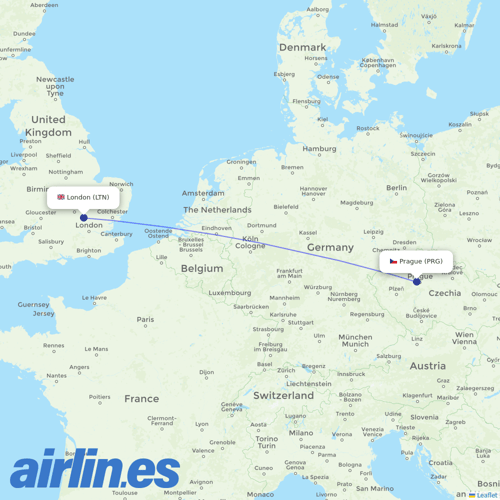 Wizz Air UK at PRG route map
