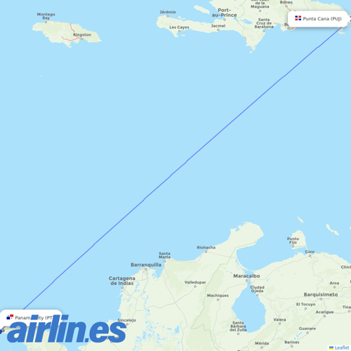 Copa Airlines at PUJ route map