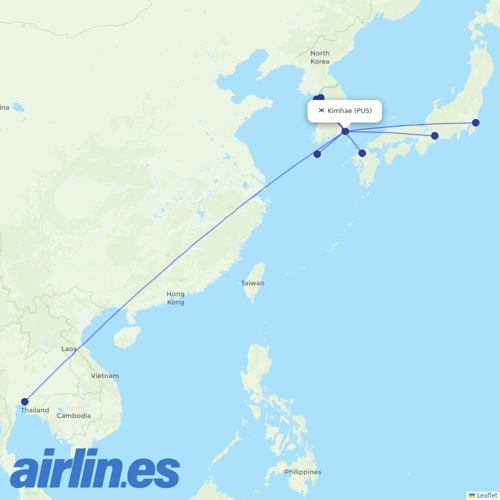 Korean Air at PUS route map