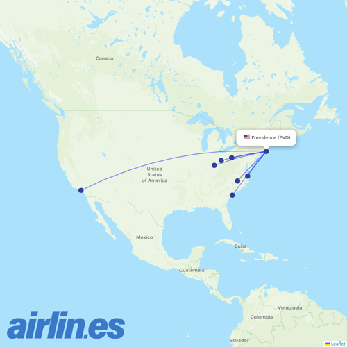 Breeze Airways at PVD route map