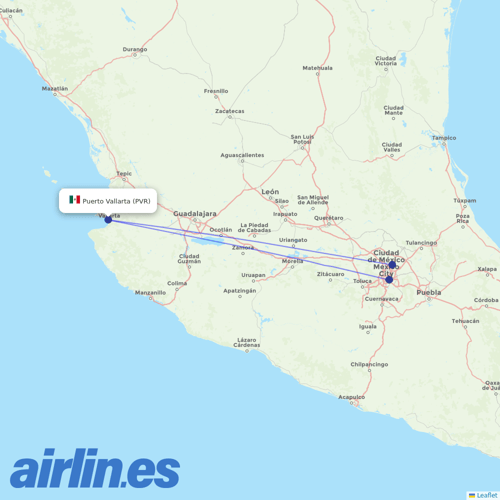 Aeromexico at PVR route map