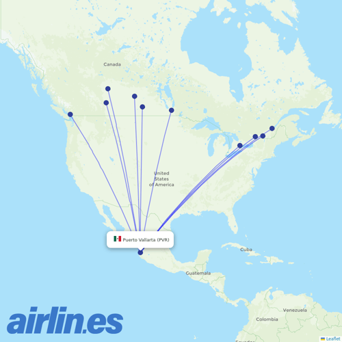 Sunwing Airlines at PVR route map