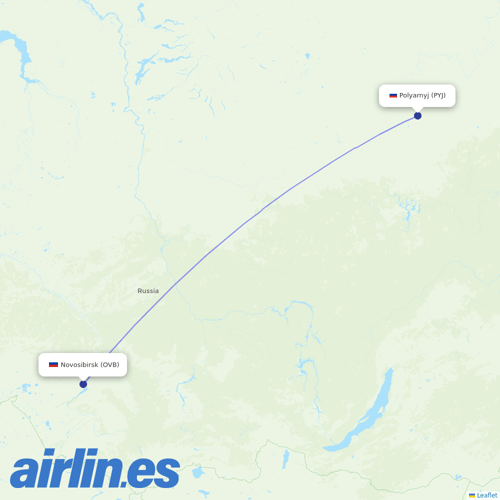 Alrosa Air at PYJ route map