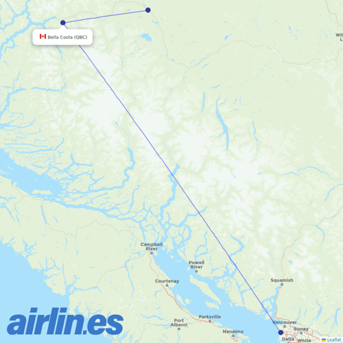 Pacific Coastal Airlines at QBC route map
