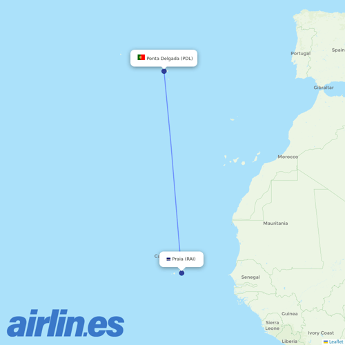 Azores Airlines at RAI route map