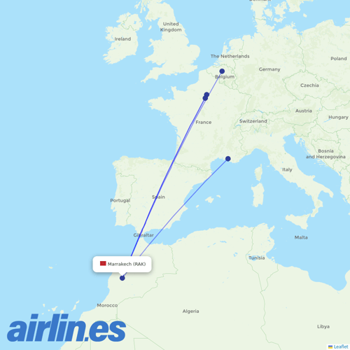 Royal Air Maroc at RAK route map