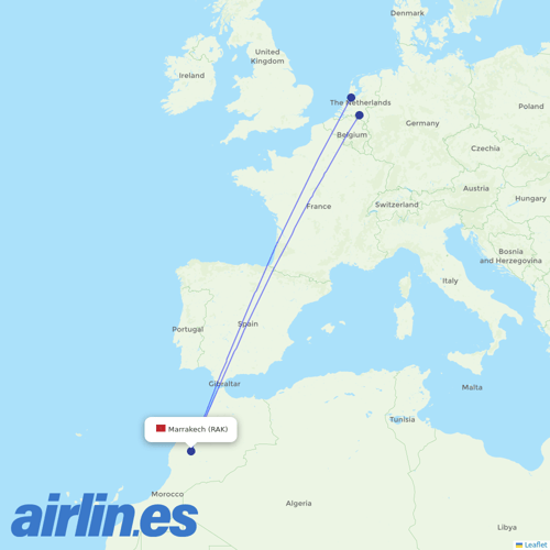 Transavia at RAK route map