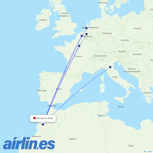 TUI Airlines Belgium at RAK route map