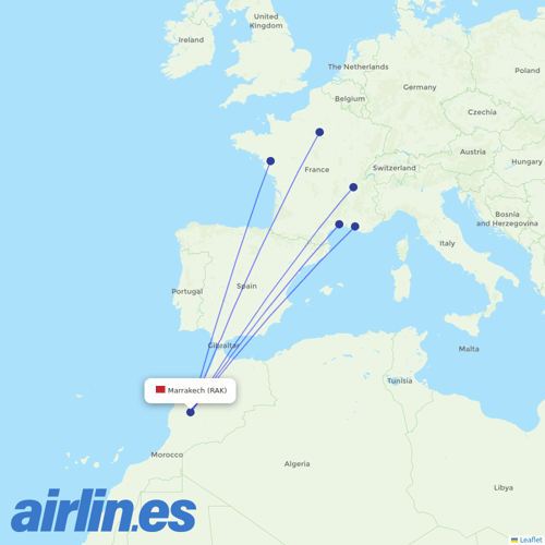 Transavia France at RAK route map