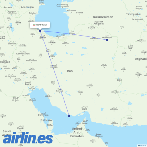 Iran Airtour at RAS route map