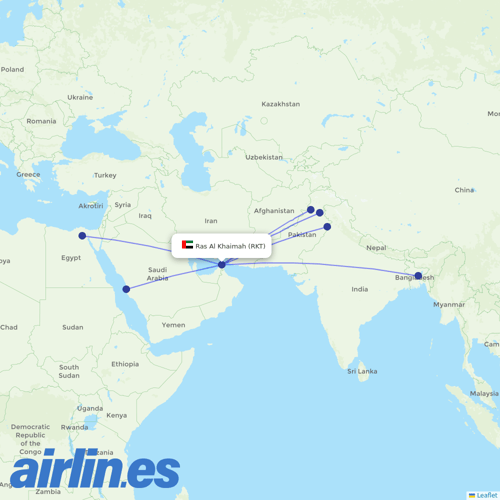 Air Arabia at RKT route map