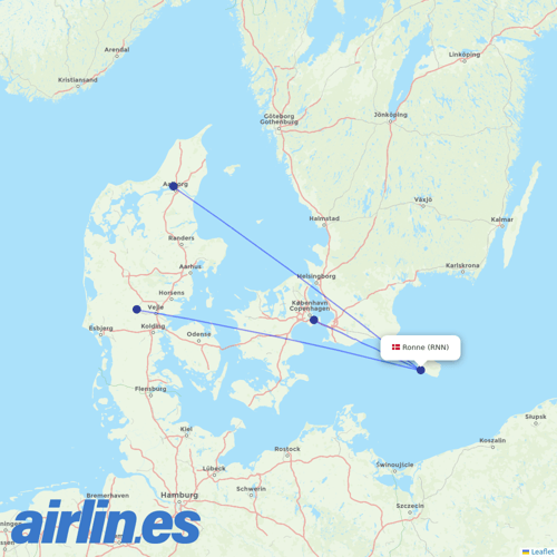 Danish Air at RNN route map