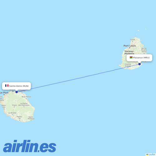 Air Mauritius at RUN route map