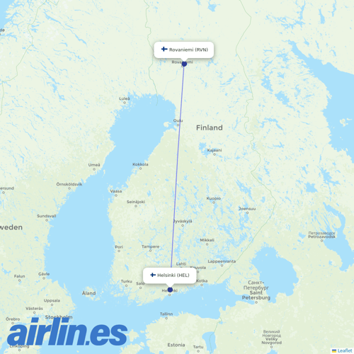 Finnair at RVN route map