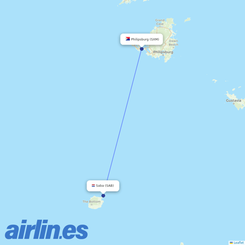 Winair at SAB route map