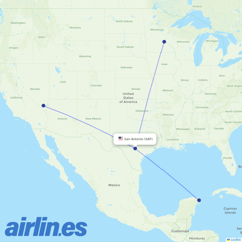 Sun Country Airlines at SAT route map