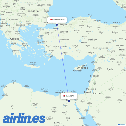 Nile Air at SAW route map