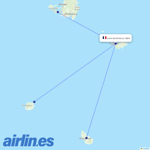 Winair at SBH route map