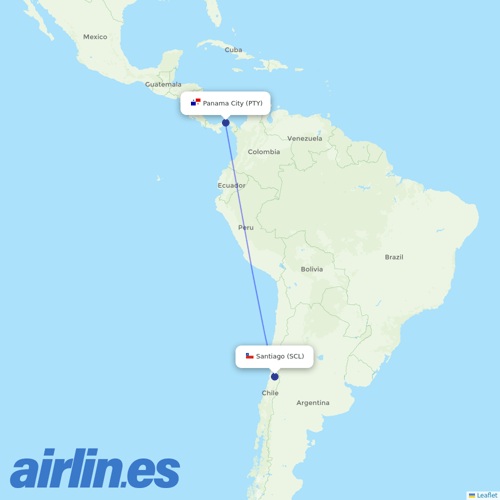 Copa Airlines at SCL route map