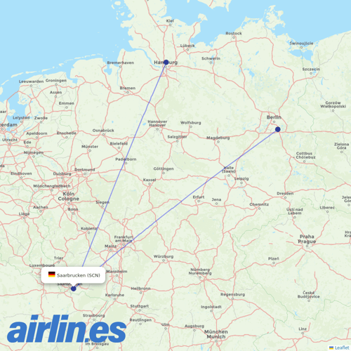 Danish Air at SCN route map