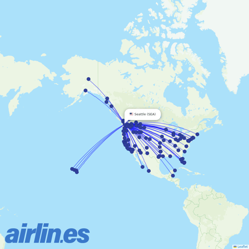 Alaska Airlines at SEA route map