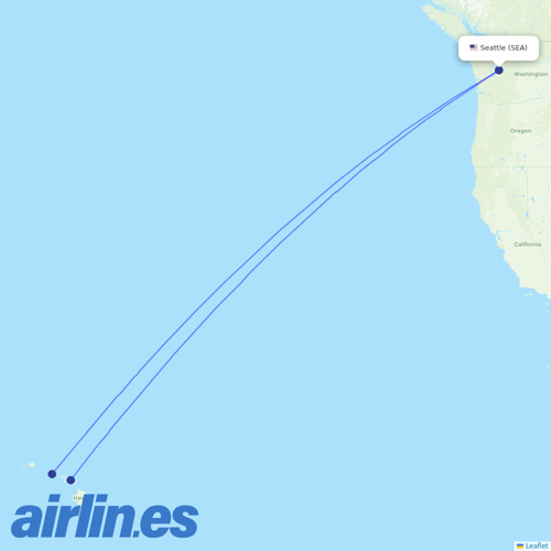 Hawaiian Airlines at SEA route map