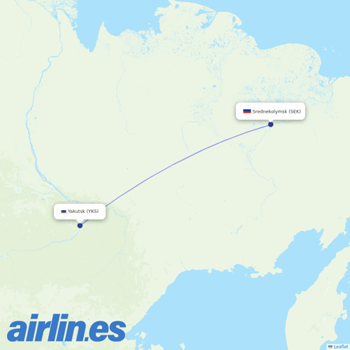 Polar Airlines at SEK route map