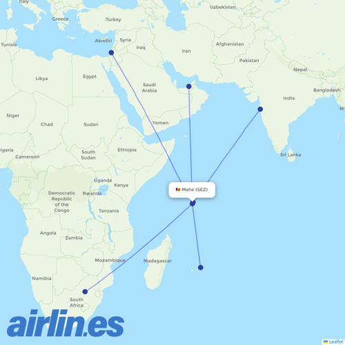 Air Seychelles at SEZ route map