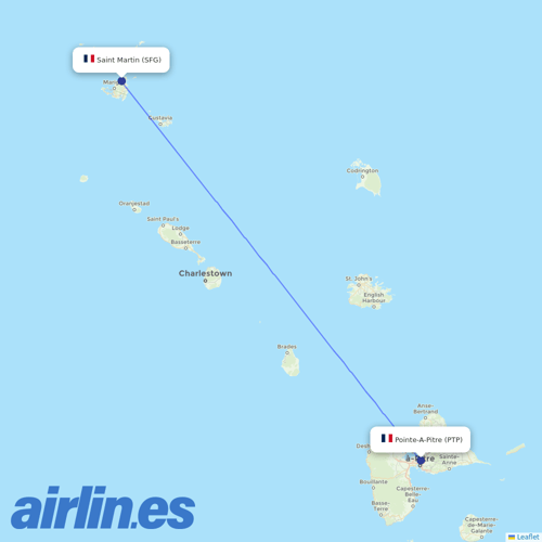 Air Caraibes at SFG route map