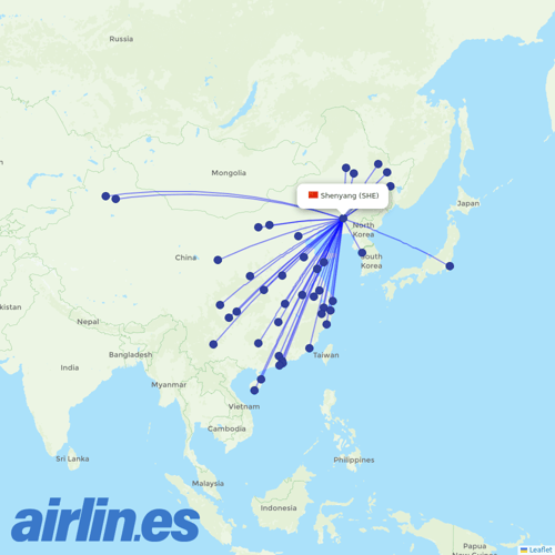 China Southern at SHE route map