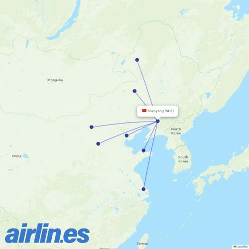 Ruili Airlines at SHE route map