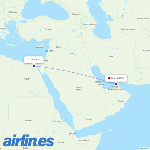 FlyEgypt at SHJ route map