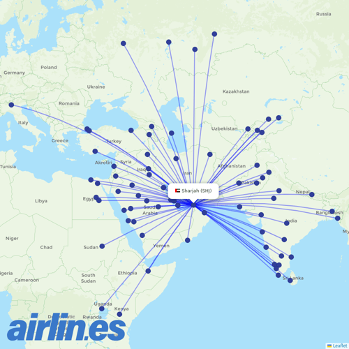 Air Arabia at SHJ route map