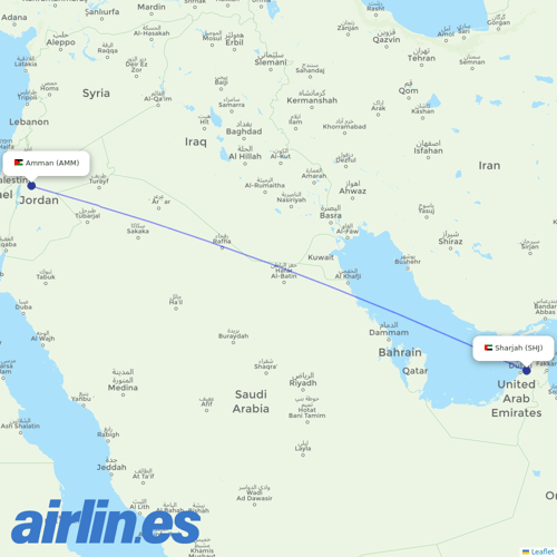 Jordan Aviation at SHJ route map