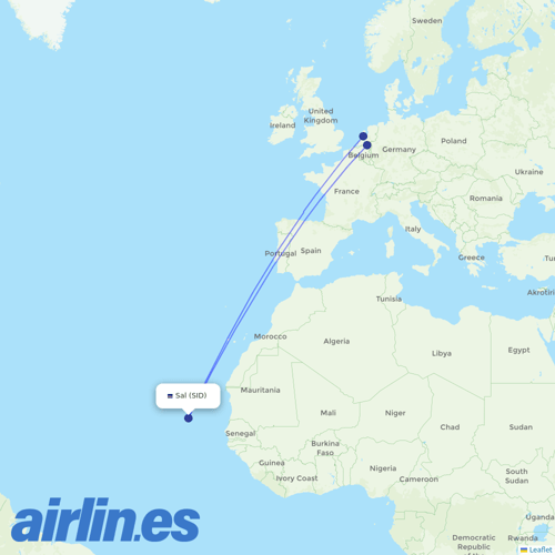 TUIfly Netherlands at SID route map