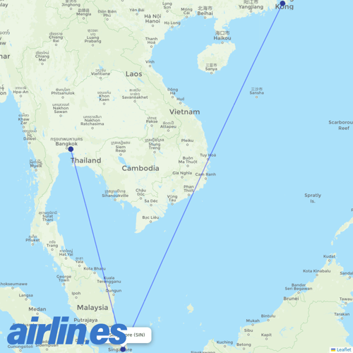 Cathay Pacific at SIN route map