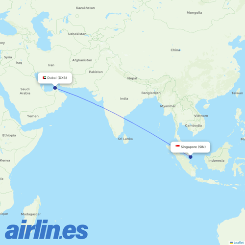 Emirates at SIN route map
