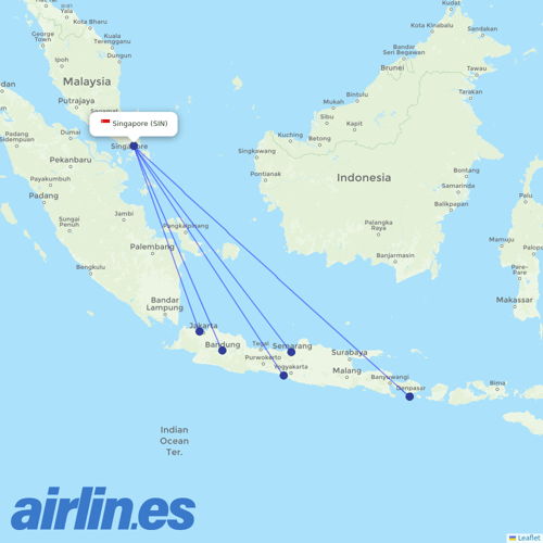 Indonesia AirAsia at SIN route map