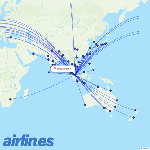 Singapore Airlines at SIN route map